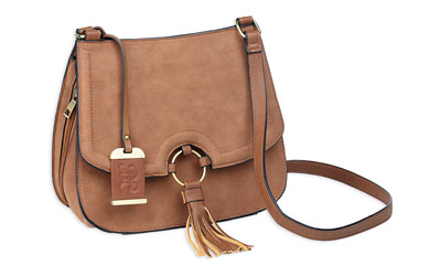 BULLDOG CROSS BODY PURSE CAMEL SUEDE - for sale