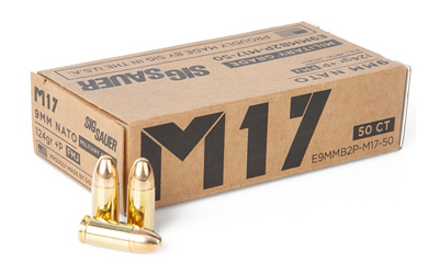 SIG AMMO 9MM M17 124GR +P FMJ 50/100 - for sale