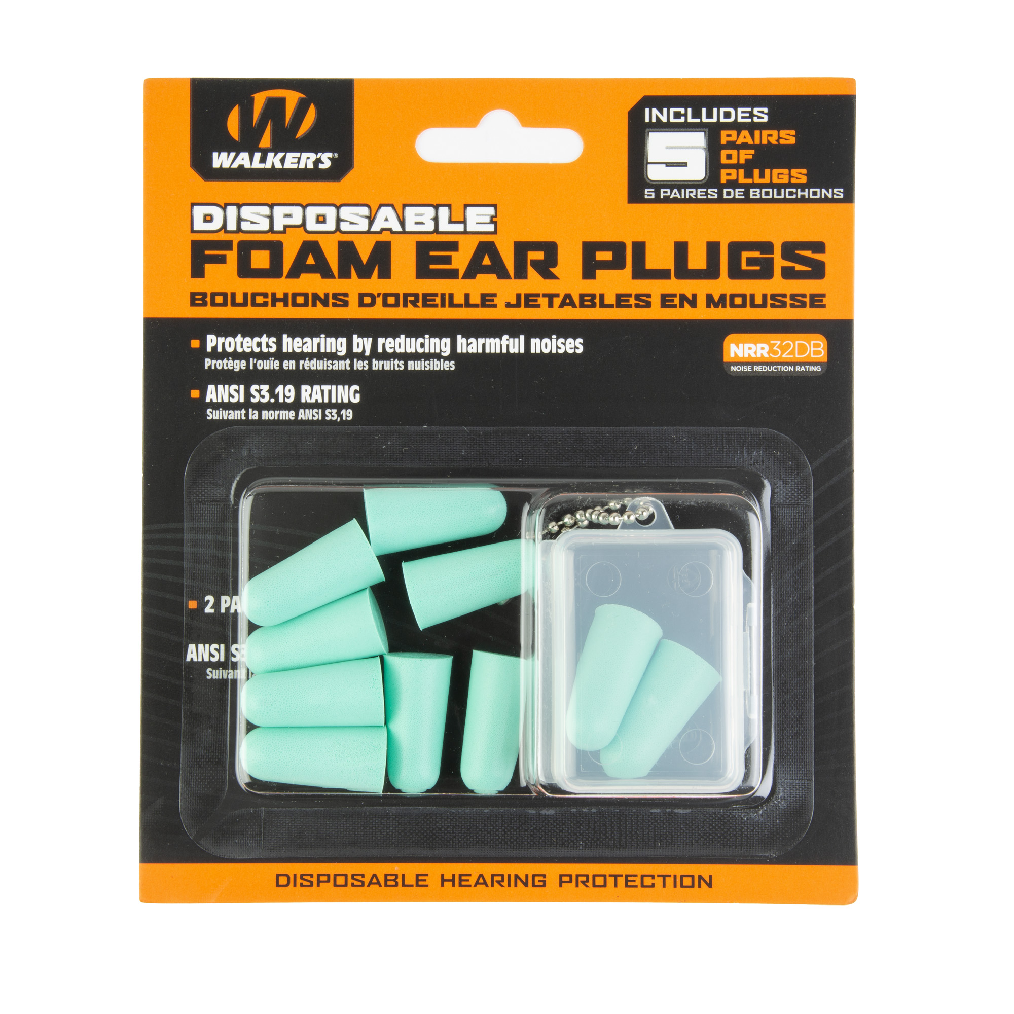 WALKER'S FOAM EAR PLUGS 5 PAIRS TEAL - for sale